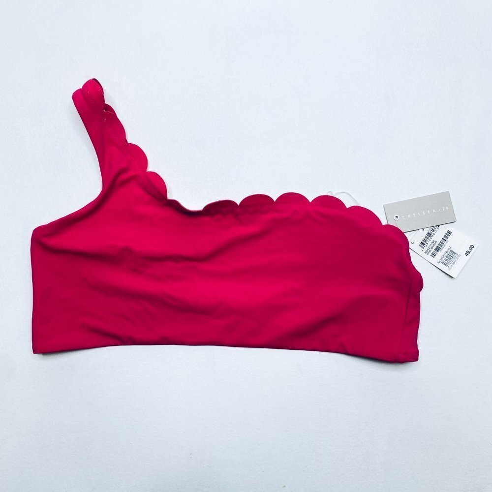 Chelsea28 Pink Scalloped One Shoulder Bikini Top - Picture 2 of 10